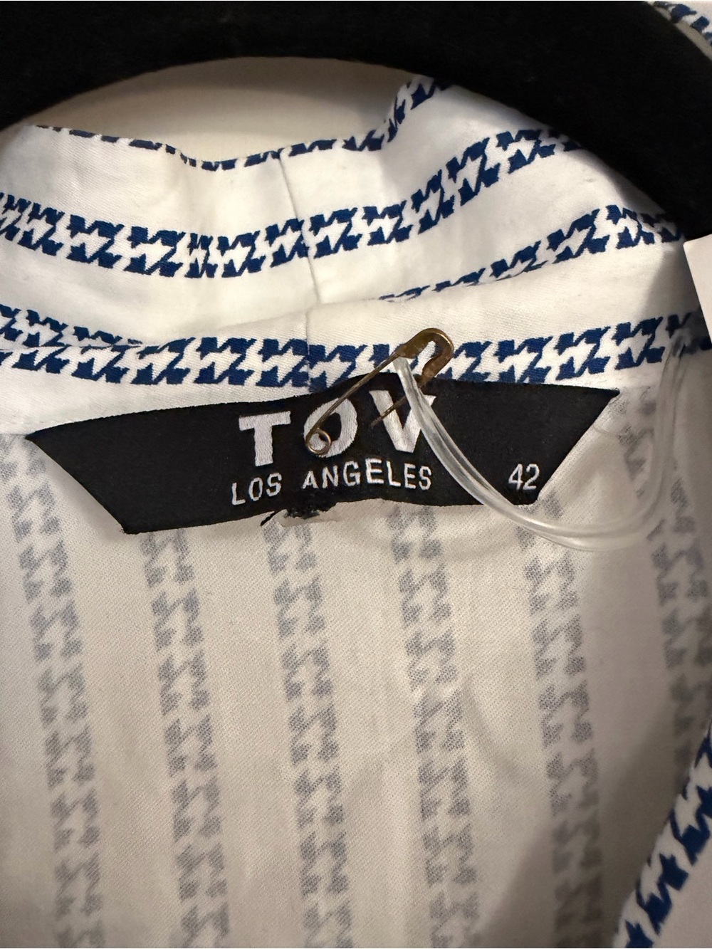 Striped Bow-Tie Bell Sleeve Blouse - White & Navy by TOV Coquette Preppy - Picture 4 of 5